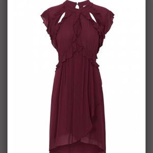 IRO PARIS AYA DRESS BURGUNDY 44 17W size ruffles